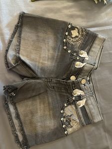 Grey Denim Shorts For Women