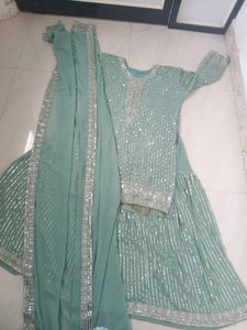 Sea Green Sequined Kurta Set
