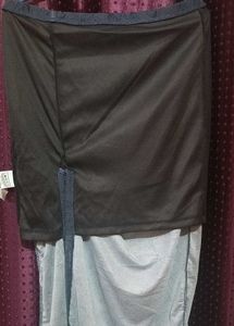 Shein Elegant Blue Sheer thigh slit Midi Skirt