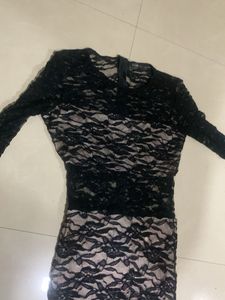 Elegant Black Lace Long Sleeve Dress