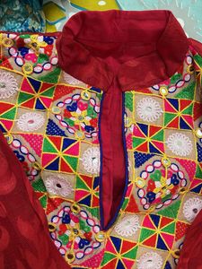 Kota Red With  Patch Attached Kurta
