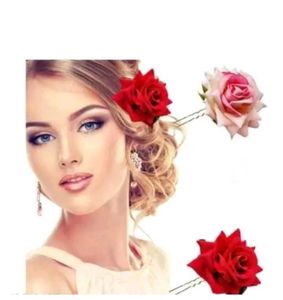 Red Rose Hair Pins (Set of 2)