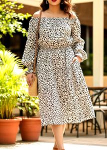 Blus Floral Off-Shoulder Dress large size