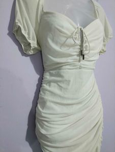 WHITE RUCHED BODYCON