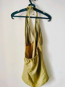 Elegant Green Gold Halter Top
