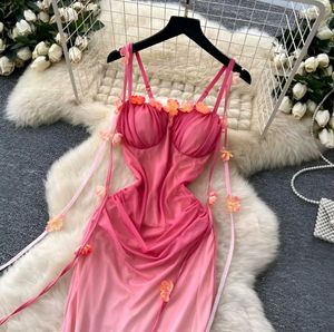 Pink Floral Embellished Dress