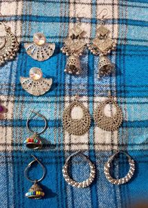 COMBO Of 8 Pairs Oxidized Boho Earring Set