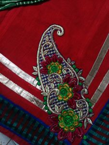 2 Combo Heavy Designer Fancy Kota Red Saree