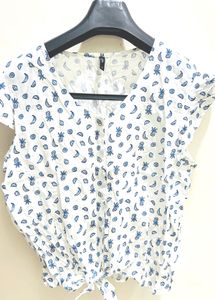 Cute Fruit Print Tie-Front Top