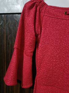 Red Midi Dress Bell Sleeves