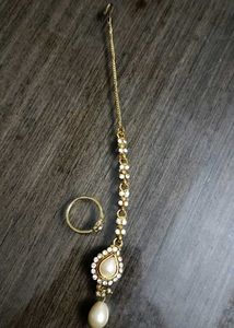 Forehead Ornament (Maang Tikka) And Ring