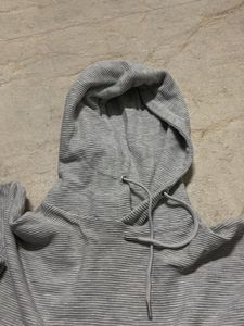 Grey Striped Hoodie