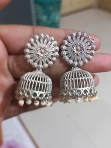 Silver Jhumka Earrings