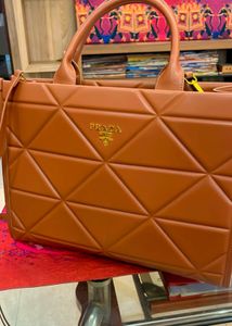 Prada Geometric Quilted Tote Bag – Caramel Brown