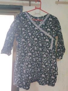 Floral Print Angrakha Kurti
