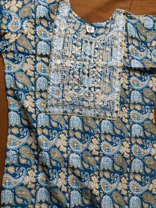 Blue Printed Kurta Set