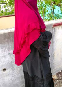 Elegant Red Niqab with Nose Pice