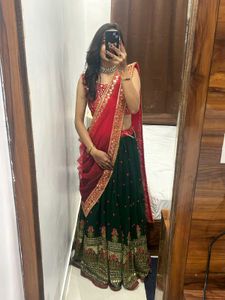 Red &amp; Green Combination Lengha Choli ❤️
