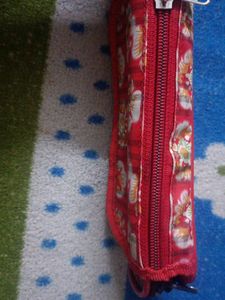 Red Designer Flower Pouch