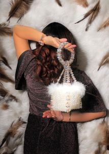 Cube Fur Crystal Clutch