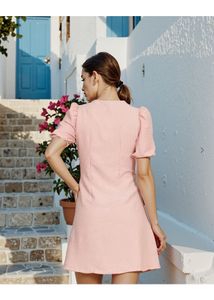 Pink Puff Sleeve Mini Dress