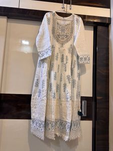 New white anarkali suit