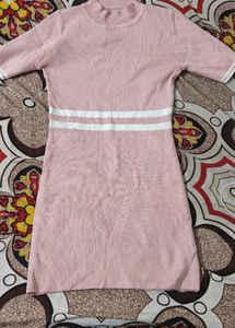 Mini Pink Knitted Dress(stretchable)