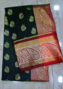 Elegant Green &amp; Gold Saree