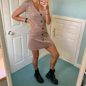 Zara Vintage Tweed Plaid Mini Dress