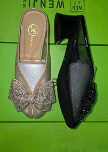 Bow Block Heels Shoes