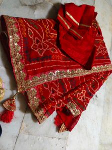 Bandhani Red Saree With Blouse 😍