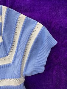 Blue Stripped Crop Top