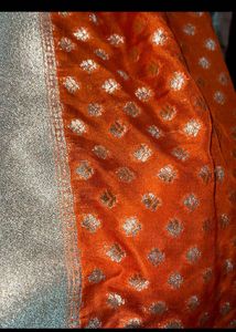 Pure Banarasi Orange &amp; Gold Dupatta