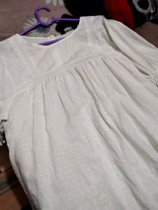 White Swiss Dot Peasant Top - WAX