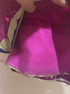 Pink Saree With Golden carry border