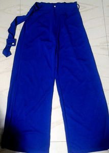 Wide Leg Belted Trousers