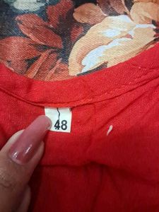 Mirror Work Red Kurti