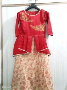 Title: Elegant Red and Cream Traditional Dress