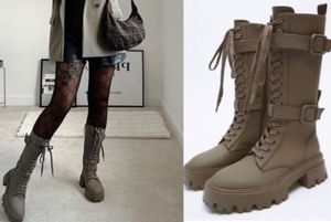 Zara combat lace up knee High Boots