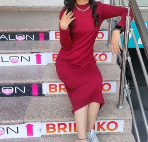Burgundy Turtleneck Midi Dress