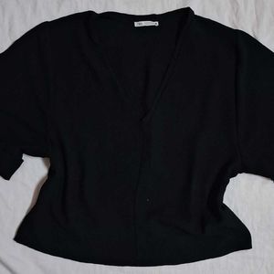Zara Black V-Neck Blouse