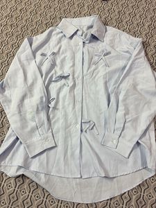 Blue Tie-Sleeve Shirt