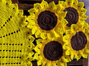 Sunflower Crochet Table Set
