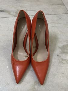Zara Orange Pointed Heels