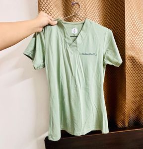 Green V-Neck Top