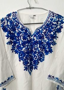 Embroidered White Kurti
