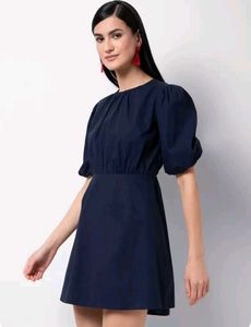 Navy cut out back mini skater dress