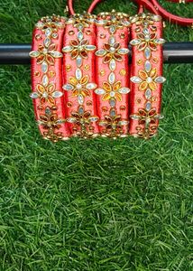 Red & Gold Beaded Bangles