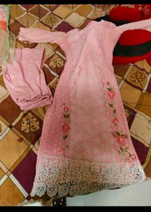Chikankari Work Kurta Set With Heavy Net Dupatta
