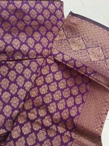 Purple &amp; Gold Brocade Fabric